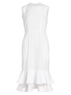 Платье-миди без рукавов с оборками Comme des Garçons, белый
