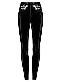 Узкие брюки до щиколотки из искусственной лакированной кожи со средней посадкой Commando, черный