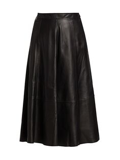 Кожаная юбка миди трапециевидной формы Essentials Co, черный