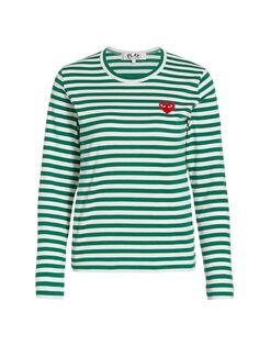 Полосатая рубашка с длинными рукавами &quot;Красное сердце&quot; Comme des Garçons PLAY, зеленый