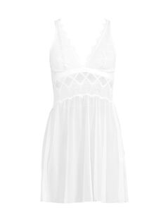Кружевное платье-комбинация Allure Babydoll Cosabella, белый