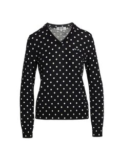 Шерстяной вязаный свитер в горошек Comme des Garçons PLAY, черный