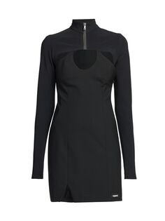Гибридное многослойное мини-платье с длинными рукавами Coperni, черный