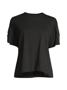 Хлопковая футболка с карманами и рукавами Cynthia Rowley, черный
