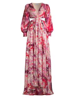 Платье макси Selen с эффектом металлик и вырезами Delfi, розовый