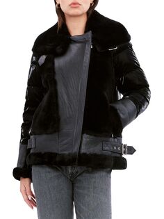 Пуховая байкерская куртка Mel из смешанной кожи и овечьей шерсти Dawn Levy, черный