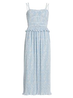 Плиссированное платье-миди Brisha с цветочным принтом Derek Lam 10 Crosby, синий