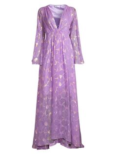 Платье Vanessa с цветочным принтом и эффектом металлик Delfi, фиолетовый