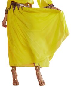 Шелковая длинная юбка с пайетками Starburst Cynthia Rowley, желтый