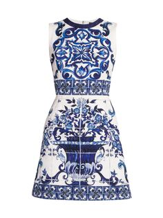Расклешенное мини-платье Blu Mediterraneo с принтом DOLCE&amp;GABBANA
