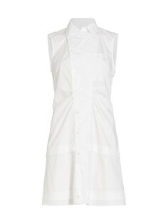 Многоярусное платье-рубашка без рукавов из атласа Derek Lam 10 Crosby, белый