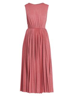 Плиссированное блестящее платье-миди DOLCE&amp;GABBANA, роза