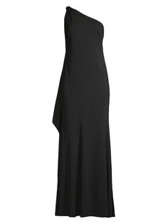 Платье из креп-джерси на одно плечо Donna Karan New York, черный