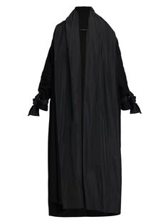 Драпированное длинное пальто с бантом на манжетах DOLCE&amp;GABBANA, черный