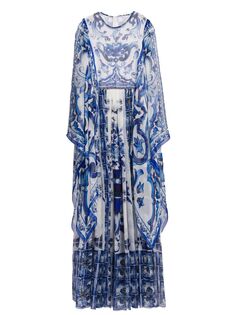 Платье макси Blu Mediterraneo Painterly с рукавами-кимоно DOLCE&amp;GABBANA
