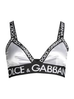 Атласный бюстгальтер с треугольными чашечками и логотипом DOLCE&amp;GABBANA, белый