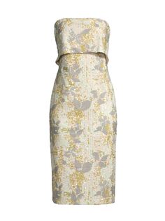 Платье миди с вышивкой пайетками и цветочным принтом Donna Karan New York, разноцветный