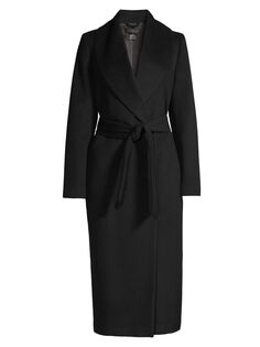 Пальто из смесовой шерсти с отложным воротником Donna Karan New York, черный