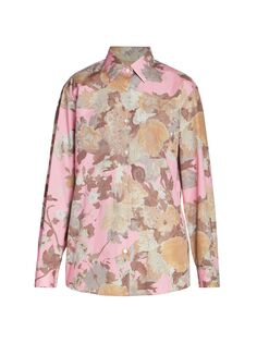 Хлопковая рубашка на пуговицах с цветочным принтом Clavelly Dries Van Noten, розовый