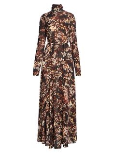Платье макси Dawn с поясом и цветочным принтом Dries Van Noten, коричневый