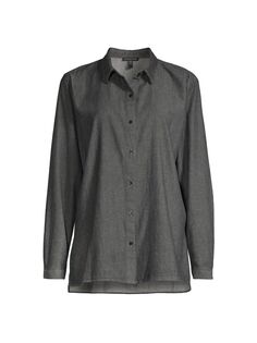 Рубашка Easy Cotton с пуговицами спереди Eileen Fisher, черный