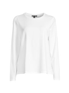 Классическая пуловерная футболка с круглым вырезом Eileen Fisher, белый