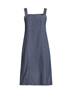 Хлопковое миди-платье без рукавов Eileen Fisher, синий