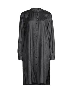 Длинная шелковая рубашка-туника Eileen Fisher, черный