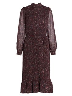 Плиссированное платье миди Garnet Vines Elie Tahari