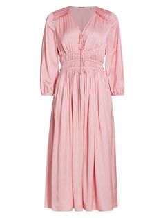 Атласное платье миди Juliette Elie Tahari, розовый