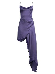 Асимметричное шелковое мини-платье Gloria Elliatt, фиолетовый
