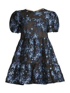 Жаккардовое мини-платье Liberty Assent с цветочным принтом Elliatt, синий