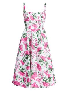 Платье миди Mona с цветочным принтом и пышной юбкой Emilia Wickstead, розовый