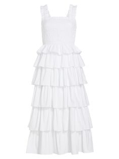 Платье из присборенного хлопка English Factory, белый