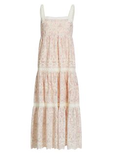 Кружевное платье-миди Amilia с геометрическим рисунком EN SAISON, розовый