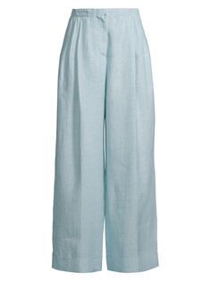 Широкие льняные брюки Emporio Armani, синий