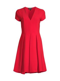 Расклешенное мини-платье со вставками Emporio Armani, красный
