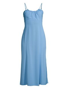 Платье миди из крепа с круглым вырезом Emporio Armani, синий