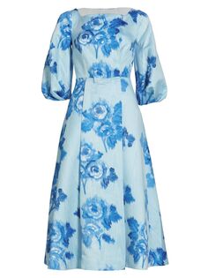 Платье-пальто Gabby из муара с цветочным принтом Emilia Wickstead, синий