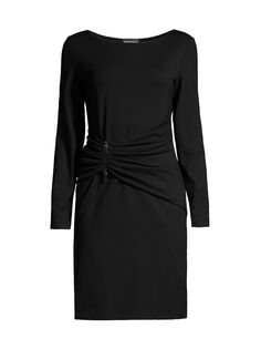 Драпированное мини-платье из джерси с молнией Emporio Armani, черный