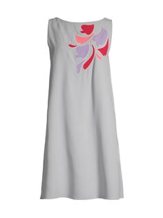 Мини-платье прямого кроя с цветочной аппликацией Emporio Armani, серый
