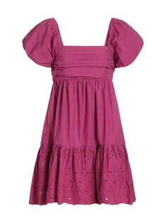 Мини-платье Juliet с пышными рукавами и люверсами EN SAISON, розовый