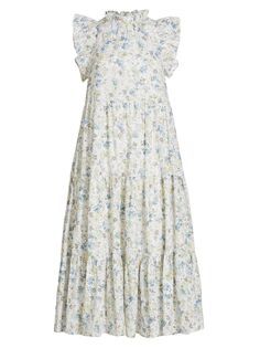 Ярусное платье миди Eliza с цветочным принтом EN SAISON, оливковый