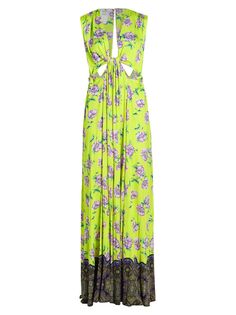 платье с цветочным вырезом Etro, зеленый
