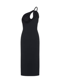 Платье-миди Monica с рюшами на одно плечо ET OCHS, черный