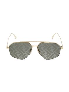 Солнцезащитные очки Fendi Travel 56 мм с геометрическим рисунком Fendi, золотой