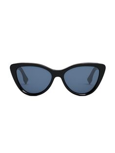 Солнцезащитные очки «кошачий глаз» 55 мм с надписью Fendi, черный
