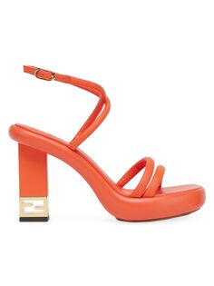 Кожаные сандалии Baguette 110MM с ремешками Fendi, оранжевый