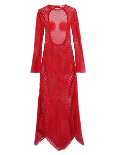Трикотажное платье макси из сетки FERRAGAMO, красный
