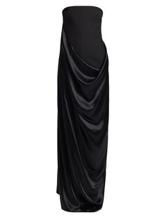 Платье Hi-Lo без бретелек с драпировкой FERRAGAMO, черный